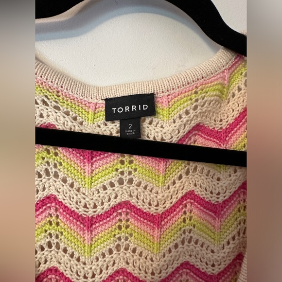 Torrid NWOT Pointelle Knit Crochet Pullover Flutter Sleeve Sweater Plus Size 2 - Picture 8 of 11